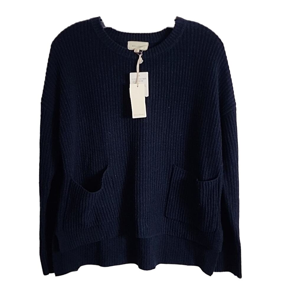 Melloday Navy Blue Sweater with Front Pockets, NWT, Small